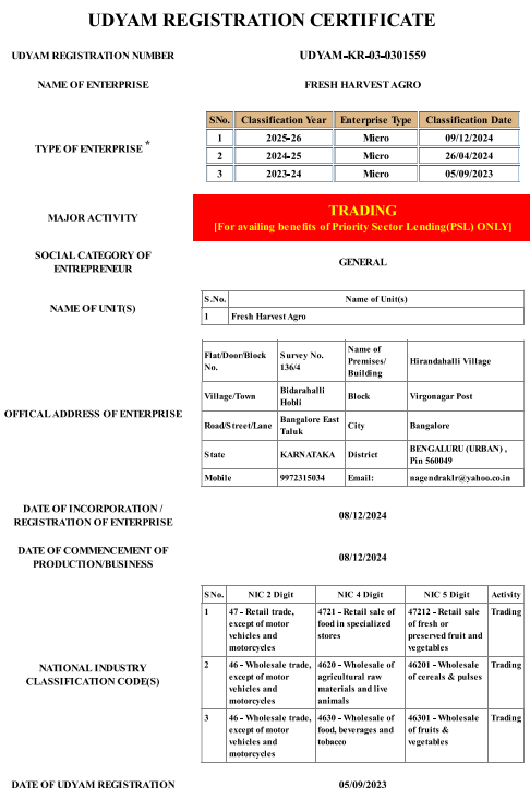Udyam Document Front Page
